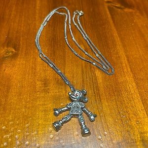 EUC Vintage 26” Sterling Silver pewter Posable Mickey Mouse Charm Necklace 😍